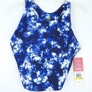 New Nautica Competiton Crop Tank Medium Blue Sleeveless Activewear Built in Bra